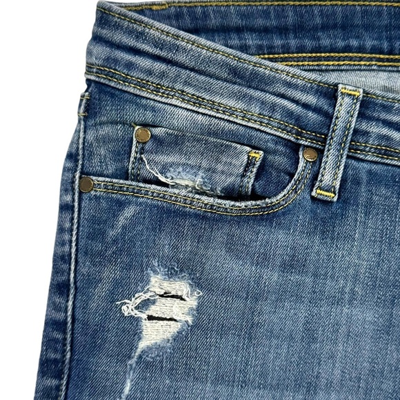 Fidelity Denim Mila Low Rise Ankle Slim Blue Jeans Faded Whiskering 30 - Picture 13 of 16